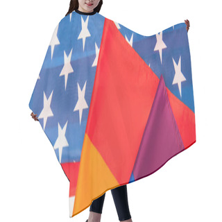 Personality  Top View Of American And Colorful Lgbt Flags, Banner Hair Cutting Cape