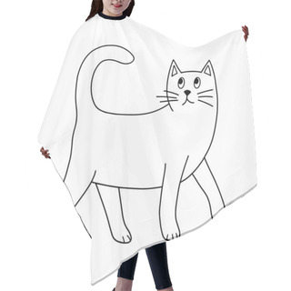 Personality  Stylized Cat Character. Outline Drawing For Coloring. Vector Illustration. Hair Cutting Cape