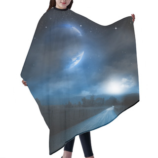 Personality  Large Moon Over Countryside Hair Cutting Cape