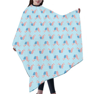 Personality  Seamless Background Pattern With Paper Cut Mustache Made Of American National Flags On Blue  Hair Cutting Cape