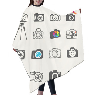 Personality  Photo Camera Icon Collection For Web And Infographics Hair Cutting Cape