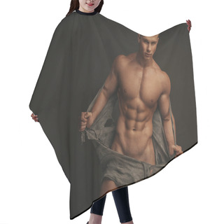 Personality  Muscular Naked Man Tearing Off His Shirt Hair Cutting Cape