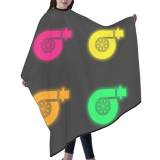 Personality  Air Filter Four Color Glowing Neon Vector Icon Hair Cutting Cape