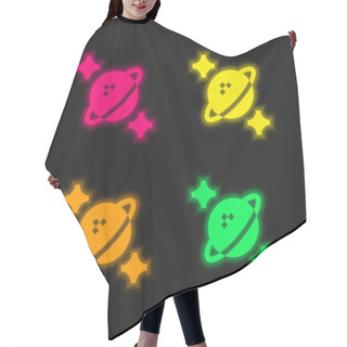 Personality  Astrophysics Four Color Glowing Neon Vector Icon Hair Cutting Cape