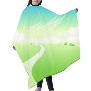 Personality  Curved Path Over Green Landscape Hair Cutting Cape