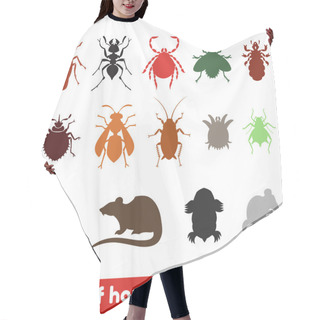Personality  Set Of Household Pests In Pure Style Hair Cutting Cape