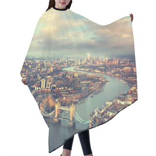 Personality  London Aerial View With  Tower Bridge In Sunset Time Hair Cutting Cape