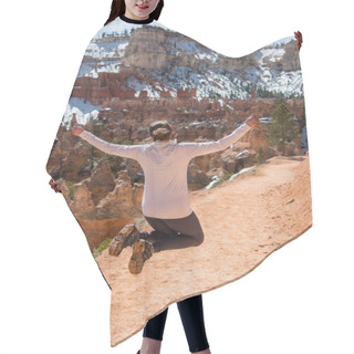 Personality  Silhouette Of A Woman Jumping Over Dirt Trail Hair Cutting Cape