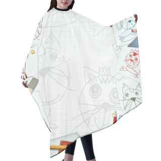 Personality  Child Desk With Sketch And Drawings Background Hair Cutting Cape