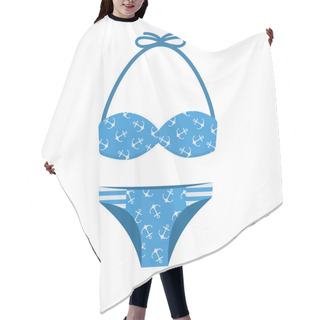 Personality  Girl Bathing Suit Vector Illustration Hair Cutting Cape
