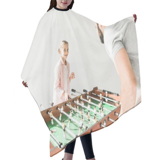 Personality  Father And Daughter Playing Foosball Hair Cutting Cape