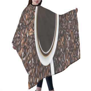 Personality  Top View Of Cup With Americano On Coffee Beans, Banner Hair Cutting Cape