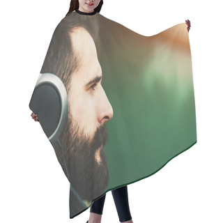 Personality  Bearded Man  In Headphones Hair Cutting Cape