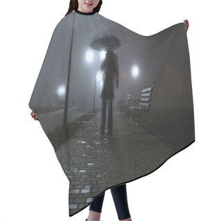 Personality  Man With Umbrella In The Night Park Hair Cutting Cape