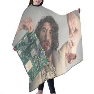 Personality  Caveman Technology Food Hair Cutting Cape