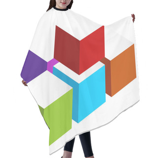 Personality  Stacked 3D Cubes Colorful Icon   Hair Cutting Cape