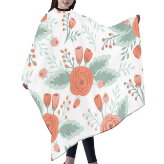 Personality  Roses And Tulips Seamless Pattern Hair Cutting Cape