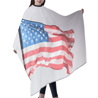 Personality  Waving United States Flag On Grey, Independence Day Concept Hair Cutting Cape