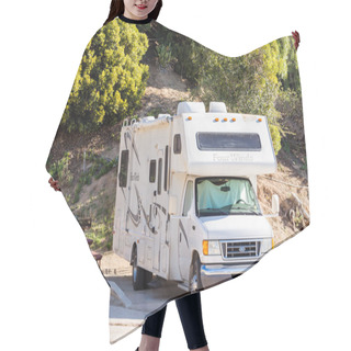 Personality  Winter RV Camping In California Hair Cutting Cape