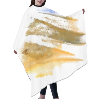 Personality  Abstract Yellow, Dark Blue, Grey Drawing Stroke Ink Watercolor B Hair Cutting Cape
