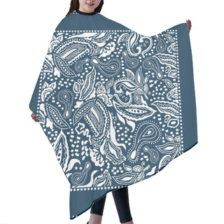 Personality  Silk Scarf With Paisleys And Blooming Flowers. Hair Cutting Cape