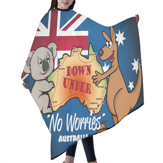 Personality  Map Of Australia With Koala Kangaroo And Flag Hair Cutting Cape
