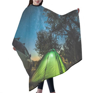 Personality  Night Landscape With Tent And Car Hair Cutting Cape