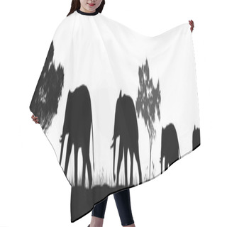 Personality  Elephants Silhouette And Trees In The Savannah Hair Cutting Cape