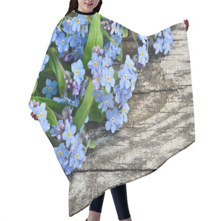 Personality  Bouquet Of Blue Forget-me On A Wooden Background Hair Cutting Cape