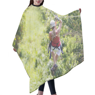 Personality  Woman Going On A Jungle Zip Line Adventure Hair Cutting Cape