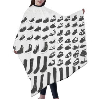 Personality  Set Of Various Shoes On A Gray Background Hair Cutting Cape
