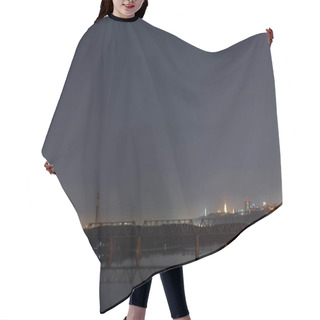 Personality  Dark Cityscape With Calm River And Bridge At Night Hair Cutting Cape
