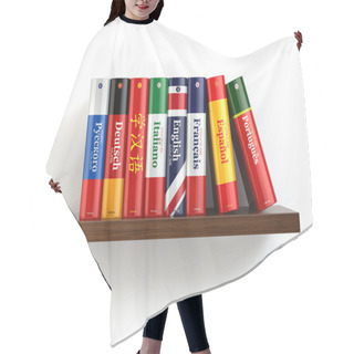 Personality  Dictionaries On Bookshelf White Isolated Backgound. Hair Cutting Cape