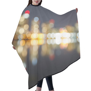 Personality  Blurred Illuminated Buildings, Reflection And Bokeh Lights Hair Cutting Cape
