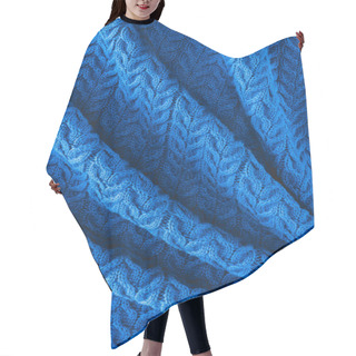Personality  Full Frame Of Folded Dark Blue Woolen Fabric With Pattern As Backdrop Hair Cutting Cape