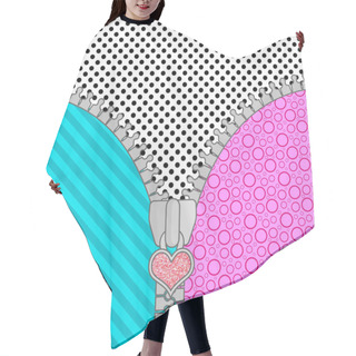 Personality  Cute Lol Doll Surprise Background With Open Zipper . Birthday Congratulation Or Invitation Fashion Girls Party. Vector Hair Cutting Cape