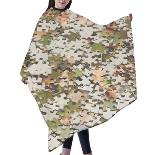 Personality  Top View Of Jigsaw Puzzle Pieces Background Hair Cutting Cape