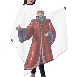 Personality  Concept Art Fantasy Illustration Of King In Red Robe Or Gown Hair Cutting Cape