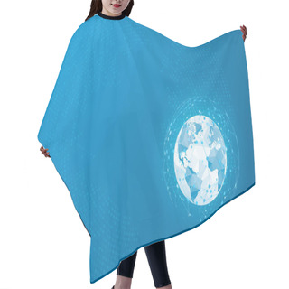 Personality  Global Network. World Map Point And Lines And Triangles. Point Connecting Network. Vector Illustration On Blue Background Hair Cutting Cape