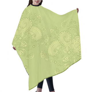 Personality  Vintage Background With Doodle Flowers On Green Hair Cutting Cape