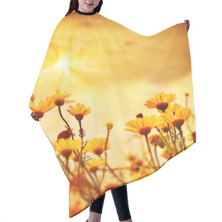 Personality  Flowers Over Warm Sunset Hair Cutting Cape