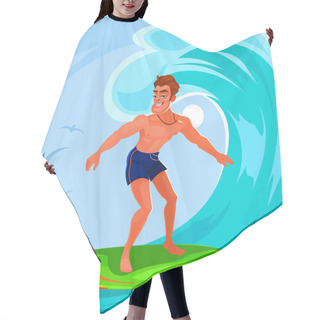 Personality  Vector Illustration Of A Surfer Hair Cutting Cape