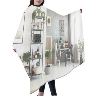Personality  Workspace In Bright Living Room Hair Cutting Cape