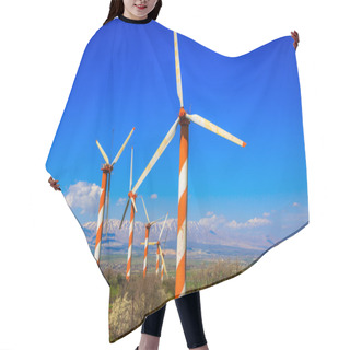 Personality  Several Windmills In Snow-covered Hermon Hair Cutting Cape