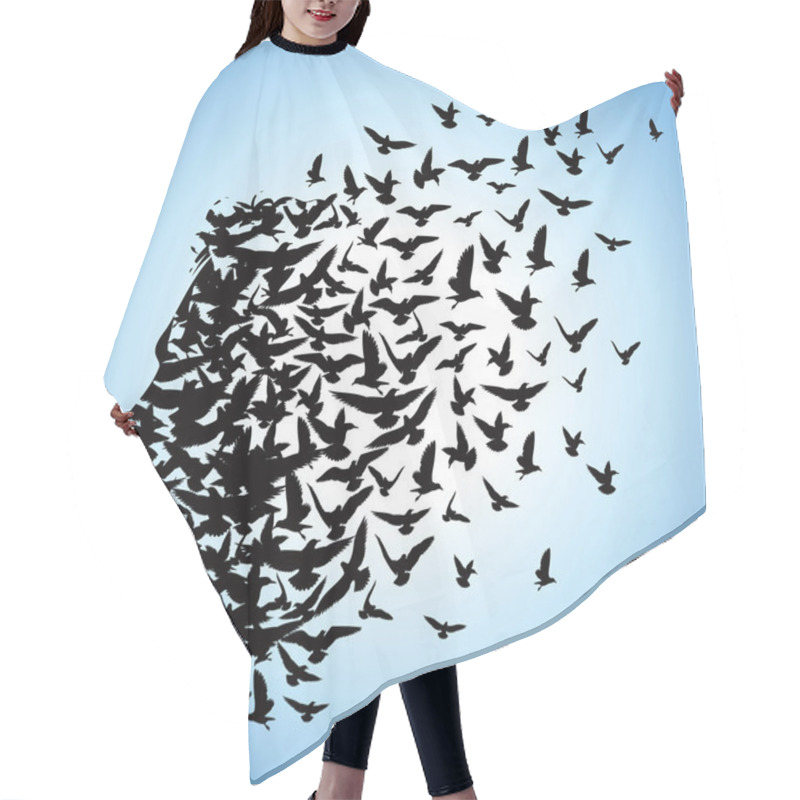 Personality  Flying Birds To Human Head Hair Cutting Cape