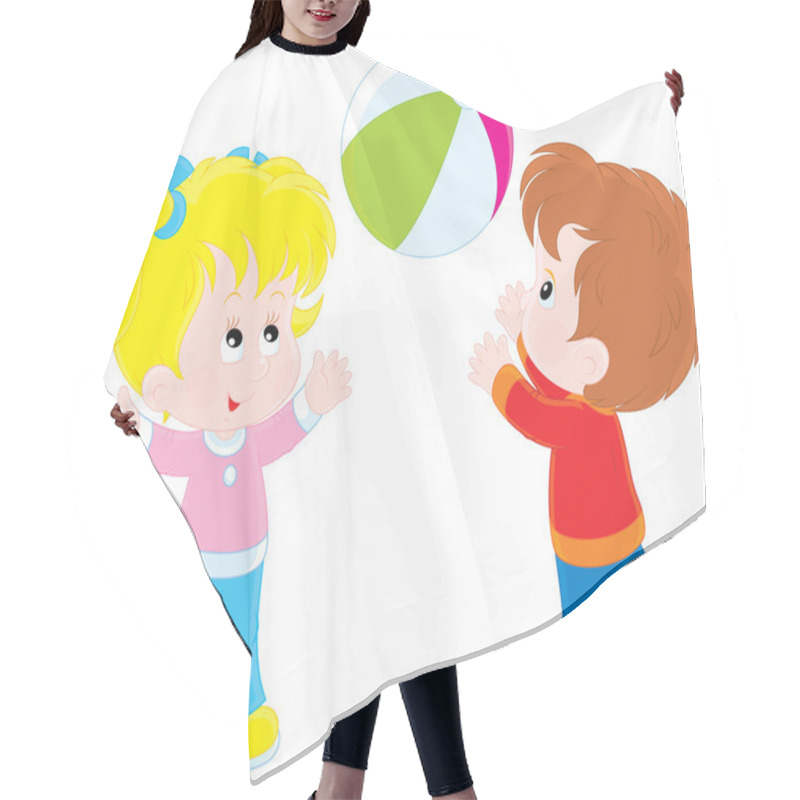 Personality  Girl And Boy Playing A Ball Hair Cutting Cape
