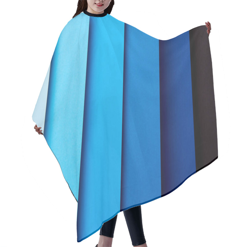 Personality  Pattern Of Overlapping Paper Sheets In Blue Tones Hair Cutting Cape