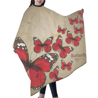 Personality  Colorful Vintage Background With Butterfly. Grunge Paper Texture Hair Cutting Cape