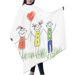 Personality  Happy People. Kids Drawings Hair Cutting Cape