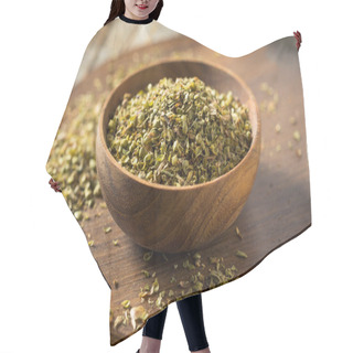 Personality  Raw Dried Green Greek Oregano Spice In A Bowl Hair Cutting Cape